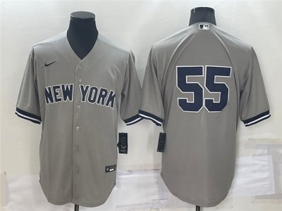 New York Yankees #55 Gray Without Name Cool Base Jersey