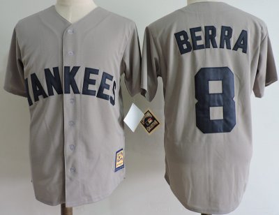 New York Yankees #8 Yogi Berra Gray Cooperstown Collection Cool Base Jersey