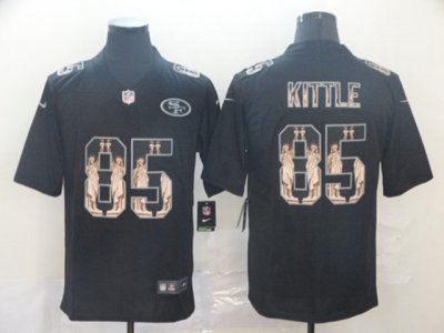 San Francisco 49ers #85 George Kittle Black Statue Of Liberty Vapor Limited Jersey