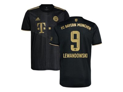 Club Bayern Munich #9 Robert Lewandowski Away Black 2021/22 Soccer Jersey