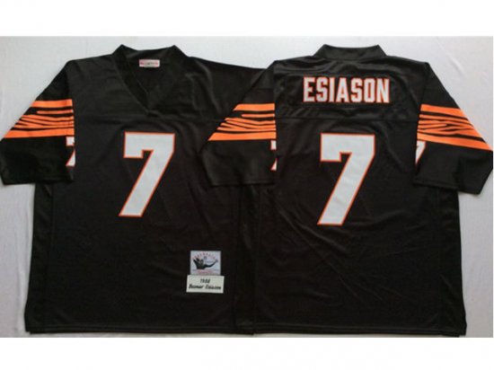 Cincinnati Bengals #7 Boomer Esiason 1989 Throwback Black Jersey