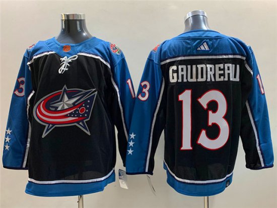 Columbus Blue Jackets #13 Johnny Gaudreau Black 2022/23 Reverse Retro Jersey