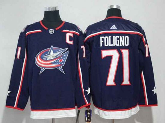 Columbus Blue Jackets #71 Nick Foligno Navy Blue Jersey