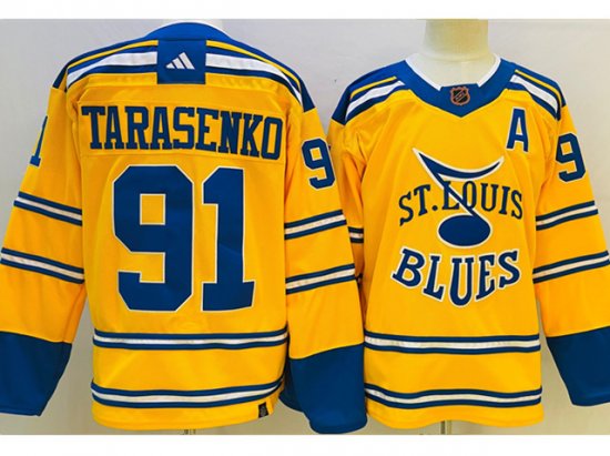 St. Louis Blues #91 Vladimir Tarasenko Yellow 2022/23 Reverse Retro Jersey