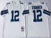 Dallas Cowboys #12 Roger Staubach 1977 Throwback White Jersey