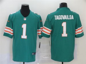 Miami Dolphins #1 Tua Tagovailoa Aqua Color Rush Vapor Limited Jersey