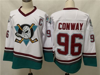 The Mighty Ducks #96 Charlie Conway Vintage White Movie Jersey