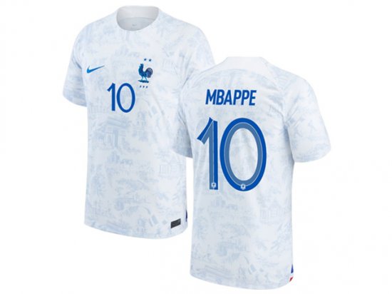 National France #10 Mbappe Away White 2022/23 Soccer Jersey