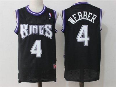 Sacramento Kings #4 Chris Webber Throwback Black Jersey