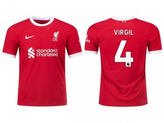 Club Liverpool #4 VIRGIL VAN DIJK Home Red 2023/2024 Soccer Jersey