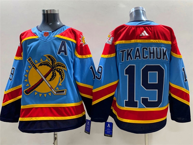 Florida Panthers #19 Matthew Tkachuk Light Blue 2022/23 Reverse Retro Jersey - Click Image to Close