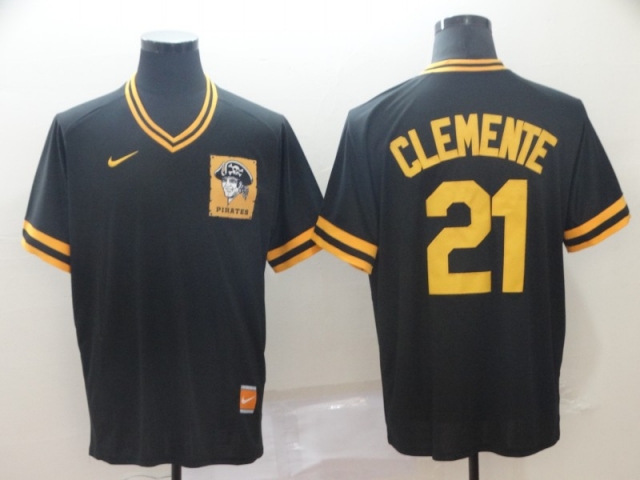Pittsburgh Pirates #21 Roberto Clemente Throwback Black Jersey - Click Image to Close