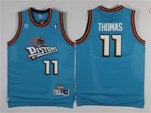 Detroit Pistons #11 Isiah Thomas Light Blue Hardwood Classics Jersey