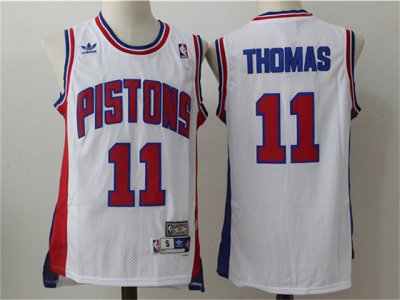 Detroit Pistons #11 Isiah Thomas White Hardwood Classics Jersey
