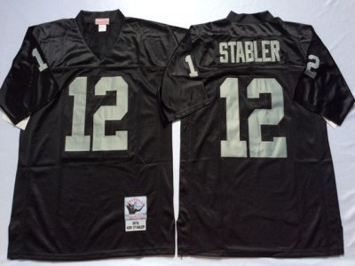 Oakland Raiders #12 Ken Stabler 1976 Throwback Black Jersey