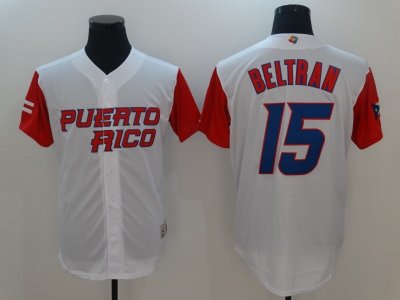 Puerto Rico #15 Carlos Beltran White 2017 World MLB Classic Jersey