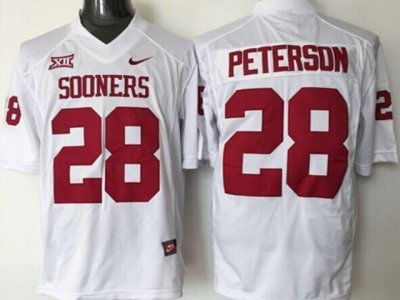 NCAA Oklahoma Sooners #28 Adrian Peterson White College Football Jersey