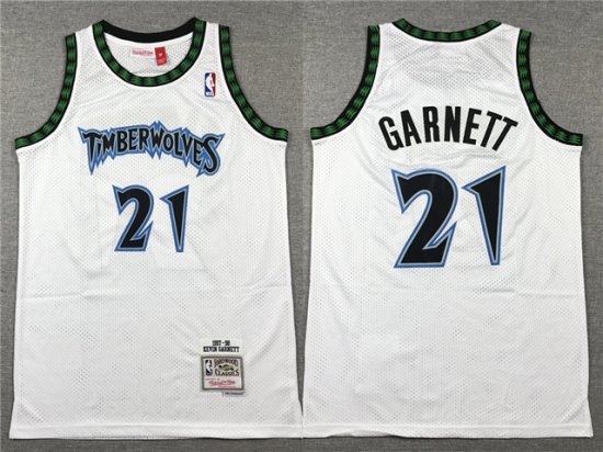 Minnesota Timberwolves #21 Kevin Garnett 1997-98 White Hardwood Classics Jersey