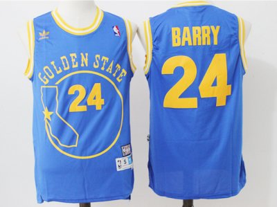 Golden State Warriors #24 Rick Barry Blue Hardwood Classic Jersey