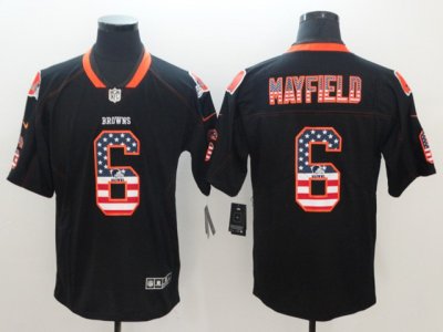 Cleveland Browns #6 Baker Mayfield Usa Flag Fashion Black Vapor Limited Jersey