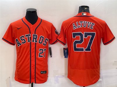 Houston Astros #27 José Altuve Orange Flex Base Jersey
