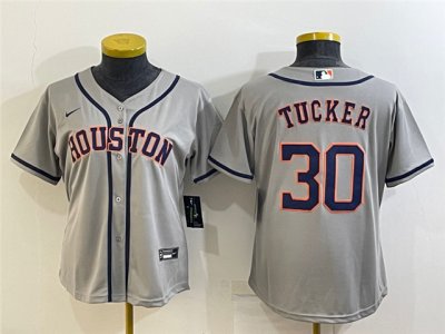 Women's Houston Astros #30 Kyle Tucker Gray Cool Base Jersey