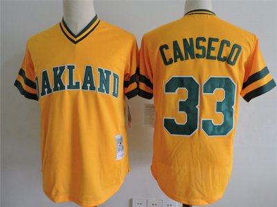 Oakland Athletics #33 Jose Canseco Throwback Gold Jersey
