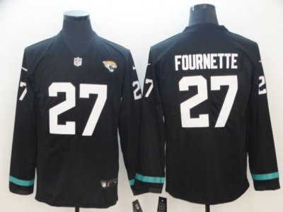 Jacksonville Jaguars #27 Leonard Fournette Black Therma Long Sleeve Jersey