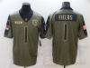 Chicago Bears #1 Justin Fields 2021 Olive Salute To Service Limited Jersey