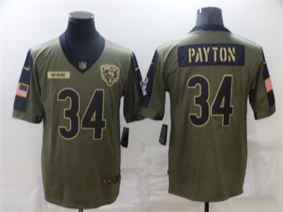 Chicago Bears #34 Walter Payton 2021 Olive Salute To Service Limited Jersey