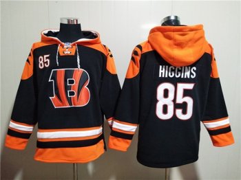 Cincinnati Bengals #85 Tee Higgins Black Pocket Pullover Hoodie Jersey