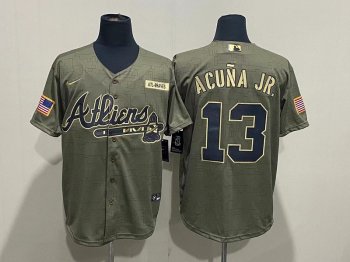 Atlanta Braves #13 Ronald Acuna Jr. 2021 Salute To Service Cool Base Jersey