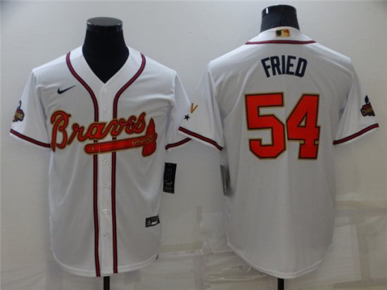 Atlanta Braves #54 Max Fried White 2022 Gold Program Cool Base Jersey