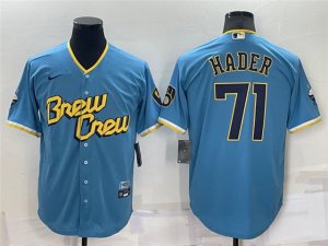 Milwaukee Brewers #71 Josh Hader Powder Blue 2022 City Connect Cool Base Jersey