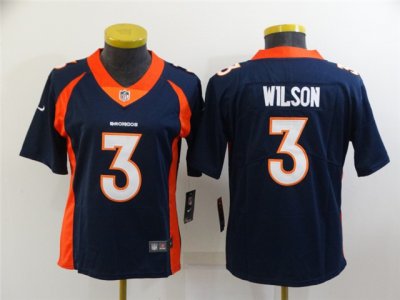 Women's Denver Broncos #3 Russell Wilson Navy Vapor Limited Jersey