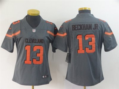 Women's Cleveland Browns #13 Odell Beckham Jr. Gray Inverted Limited Jersey