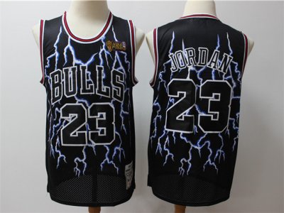 Chicago Bulls #23 Michael Jordan Black Lighting Hardwood Classics Jersey