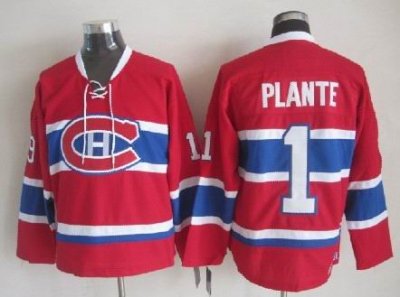 Montreal Canadiens #1 Jacques Plante CCM Vintage Red Jersey