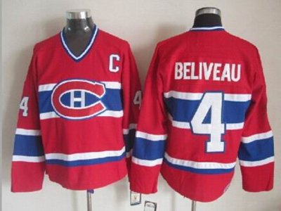 Montreal Canadiens #4 Jean Beliveau CCM Vintage Red Jersey