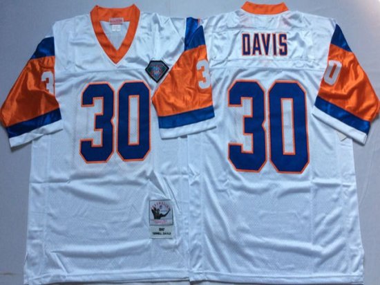 Denver Broncos #30 Terrell Davis 1994 Throwback White Jersey