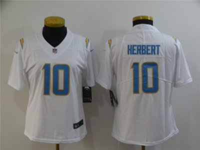 Women's Los Angeles Chargers #10 Justin Herbert White Vapor Limited Jersey