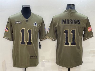 Dallas Cowboys #11 Micah Parsons 2022 Olive Salute To Service Limited Jersey