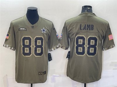 Dallas Cowboys #88 CeeDee Lamb 2022 Olive Salute To Service Limited Jersey
