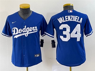 Youth Los Angeles Dodgers #34 Fernando Valenzuela Royal Blue Cool Base Jersey