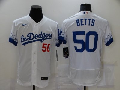 Los Angeles Dodgers #50 Mookie Betts White 2021 City Connect Flex Base Jersey