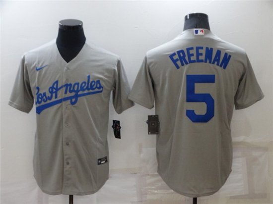 Los Angeles Dodgers #5 Freddie Freeman Gray Cool Base Jersey