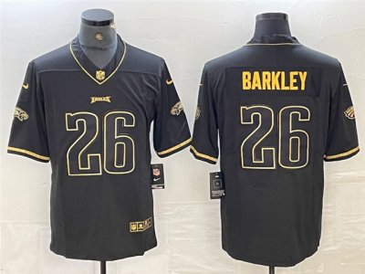 Philadelphia Eagles #26 Saquon Barkley Black Gold Vapor Limited Jersey