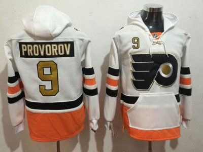 Philadelphia Flyers #9 Ivan Provorov White Pocket Hoodie Jersey