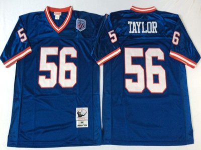 New York Giants #56 Lawrence Taylor 1990 Throwback Blue Jersey