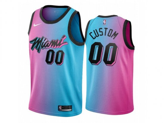 Miami Heat #00 Blue/Pink Custom City Edition Jersey